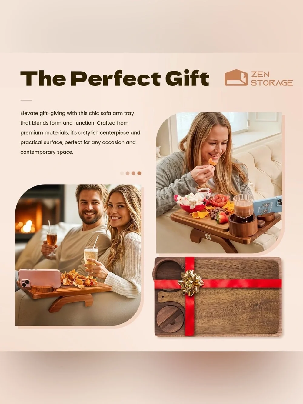 Wooden Cheese Board Serving Platter - Natural Brown